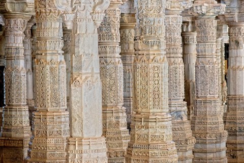 Interior hall with ornate pillars