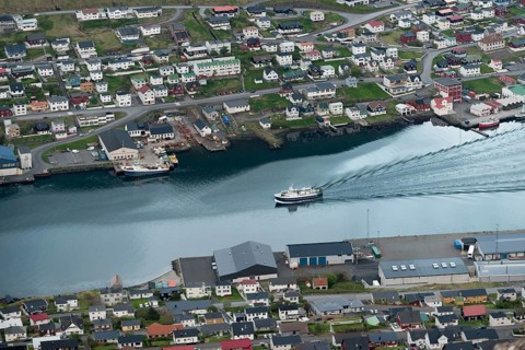Departing ferry
