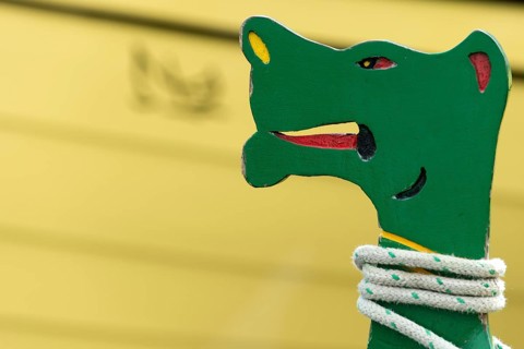 Dragon figure on the bow of a rowing boat