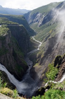 Voringsfossen Waterfall in the valley