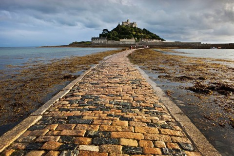 Road to the tidal island of St Michael's Mount