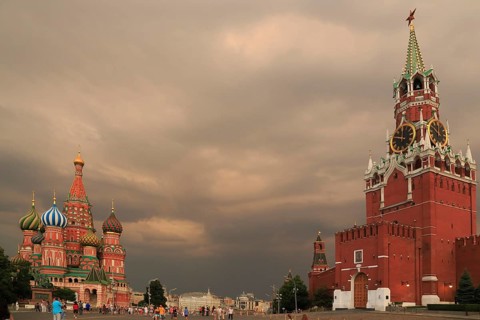 Krasnaya Ploshchad or Red Square with the Kremlin and St. Basil's Cathedral