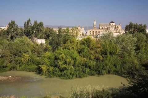 Guadalquivir river in front of the Mosqueâ€“Cathedral of Cordoba
