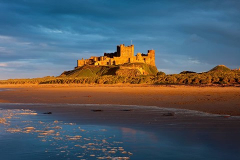 Bamburgh Castle in the last light of the day