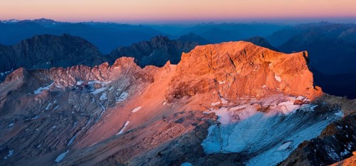 View from Mt. Zugspitze to Mt. Schneefernerkopf toward Tyrol