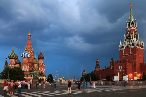 Krasnaya Ploshchad or Red Square with the Kremlin and St. Basil's Cathedral