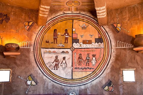 Replicas of Indian rock art in the Desert View Watchtower