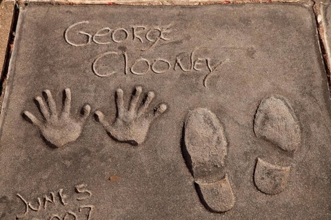 Handprints and footprints of George Clooney on Hollywood Boulevard