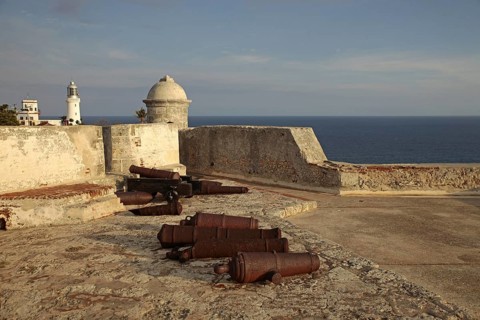 Rusty cannons at the fortress of Castillo de San Pedro de la Roca