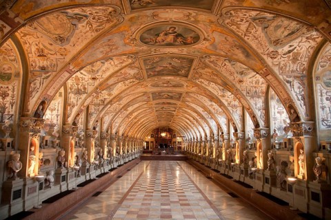 Statues in the Renaissance Antiquarium or Hall of Antiquities in the Munich Residence