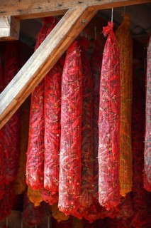 Paprika chilis drying in a shed