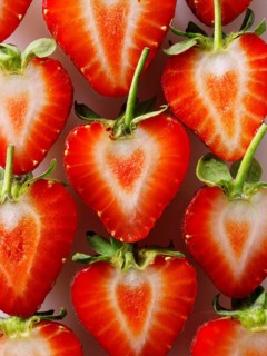 Fresh strawberry halves