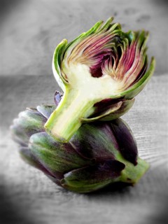 Fresh Globe artichokes (Cynara cardunculus)