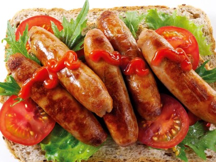 Cooked sausage sandwich
