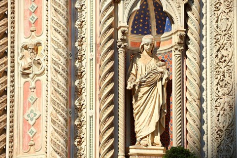 Statue of Saint Reparata on the facade of the Duomo of Florence