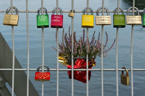 Lovers' padlocks on the Eiserner Steg