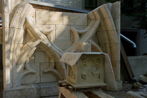 Stone carvings in the cathedral workshop