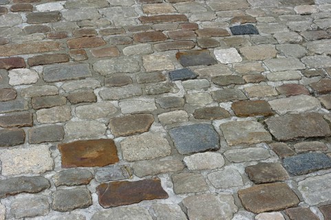 Colourful cobblestones in the old town of Regensburg