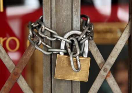 Chain secured with a padlock