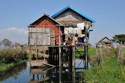 Simple traditional straw house on stilts