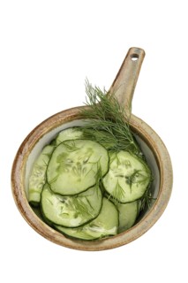 Cucumber salad with vinegar-oil dressing and dill