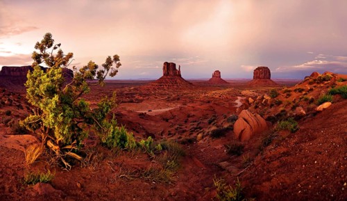 Landscape in Monument Valley with West Mitten Butte
