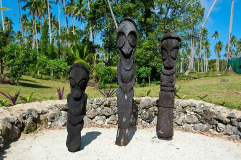Carved statues at a resort