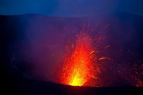 Volcanic eruption of Mount Yasur volcano