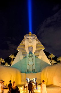 The Luxor hotel and casino on the Las Vegas Boulevard at night