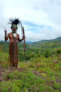 Traditionally dressed tribal chief in the Highlands