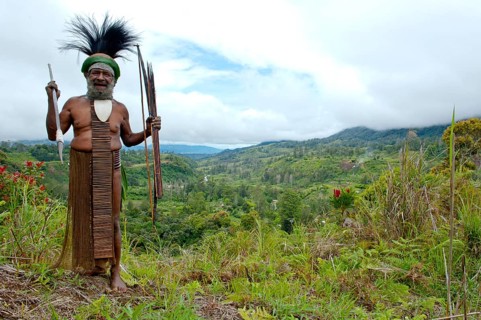 Traditionally dressed tribal chief in the Highlands