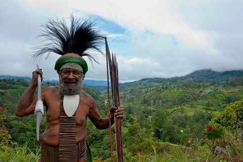 Traditionally dressed tribal chief in the Highlands
