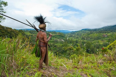 Traditionally dressed tribal chief in the Highlands