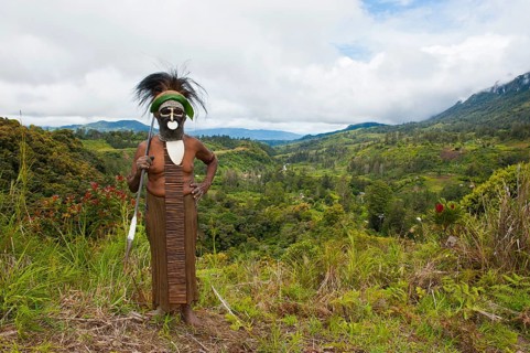 Decorated and painted tribal chief in the Highlands