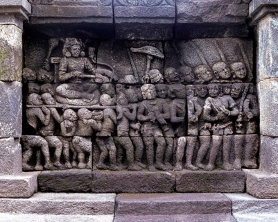 Wall relief of the temple complex of Borobudur