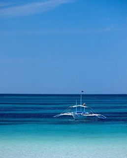 Banka or outrigger boat on the sea