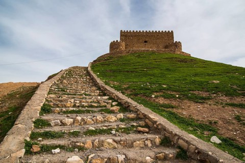 Rough steps leading up to Khanzad Castle
