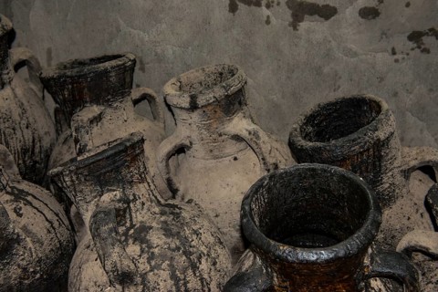Old olive vases