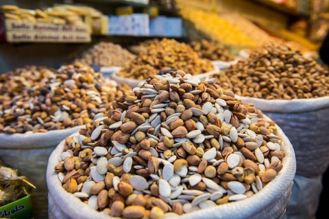Nuts for sale in the Bazaar of Sulaymaniyah