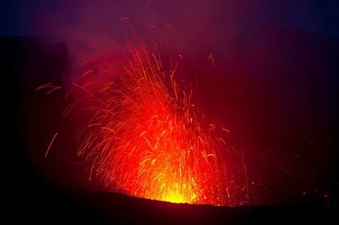 Volcanic eruption of Mount Yasur volcano