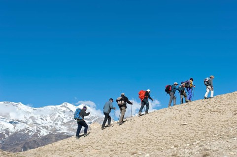 Hiking group during the ascent