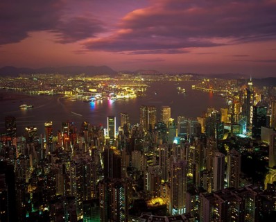 Panoramic view from Victoria Peak over Central