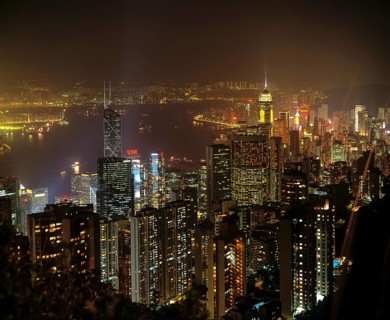 Panoramic view from Victoria Peak over Central