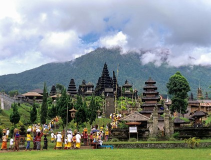 Mother Temple of Besakih or Pura Besakih with Mount Agung