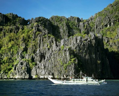 Banka or outrigger boat off the El Nido Resorts