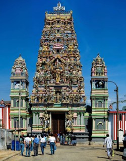 Gopuram or gate tower at the entrance to the Hindu temple of Colombo II