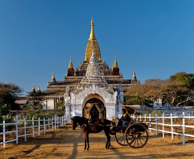 Horse-drawn carriage in front of the Ananda Temple