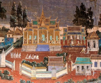 Wall painting from the Ramayana epic in the Silver Pagoda or Preah Vihear Preah Keo Morakot