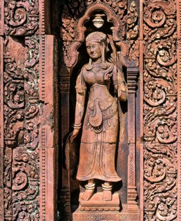 Devata statue made of red sandstone