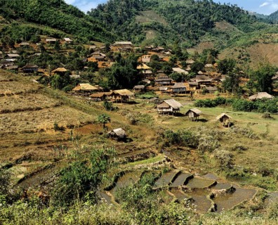 Akha village on the Burmese border in the west of Chiang Rai
